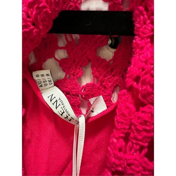 MON RENN MILA CROTCHET SLEEVELESS MIDI DRESS -MAGENTA PINK size S NWT $249 - Picture 11 of 13